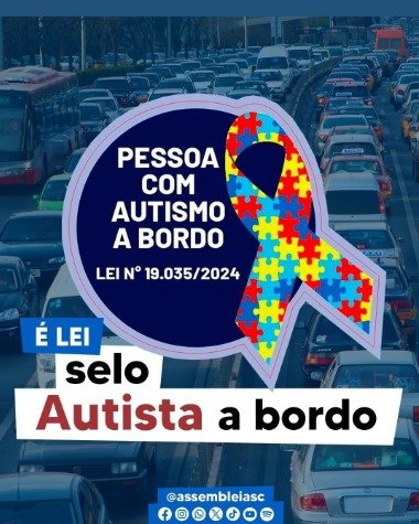  Alesc aprova lei para identificação de veículos com pessoas autistas em SC